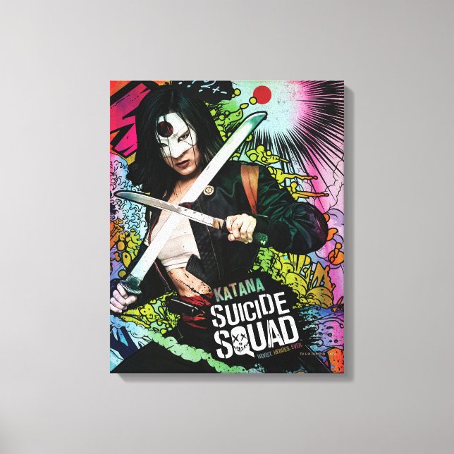Grafitti för tecken för självmordSquad | Katana Canvastryck (Framsida)