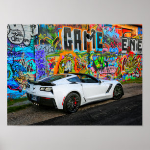 grafitti och Z06en Corvette Poster