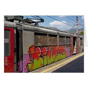 Grafitti täckt italienskt tåg hälsningskort
