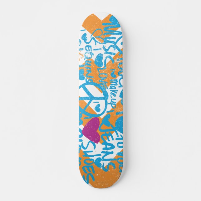 GrafittiAqua-Lilor Mini Skateboard Bräda 18,7 Cm (Framsida)