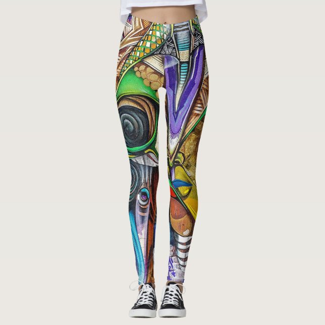 Grafittidamasker Leggings (Framsida)