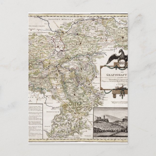 Grafschaft Mark 1791 Friedrich - Old karta Vykort (Framsida)