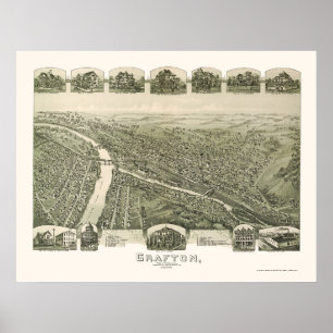 Grafton panorama- karta för WV - 1898 Poster