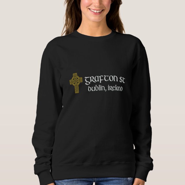 Grafton Street Street Celtic Cross Souvenir Dublin T Shirt (Framsida)