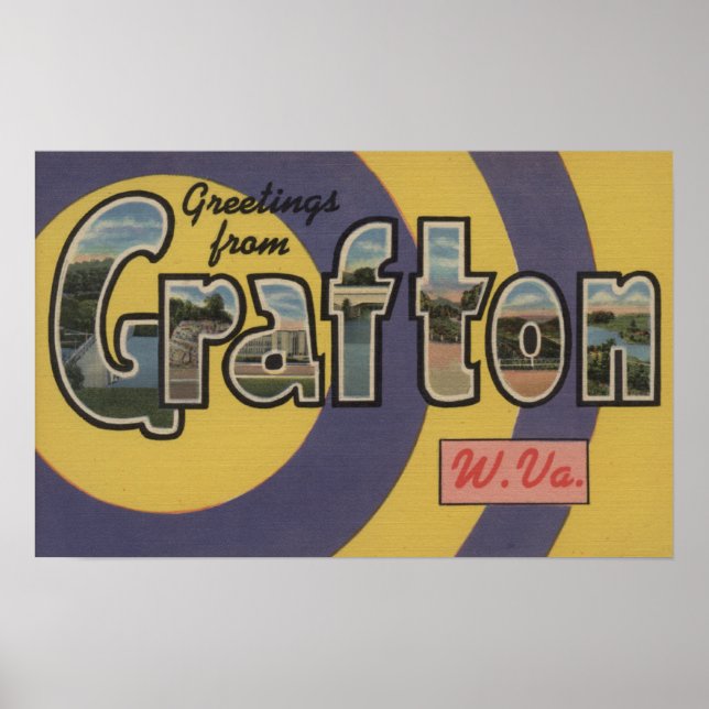 Grafton, Väster Virginia - Large Brev Scenes Poster (Framsidan)