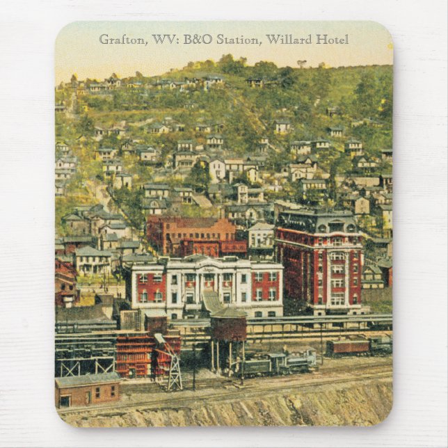 Grafton WV: B&O-station, Willard hotell Musmatta (Framsidan)