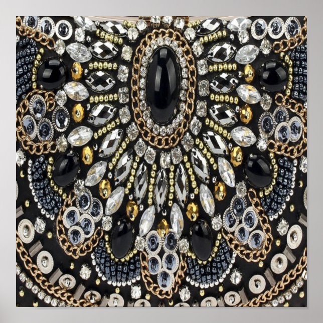 Gråglam konst deco black guld bohemian poster (Framsidan)