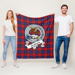 Graham av Menteith Röd klanmärke Tartan Plaid Fleecefilt