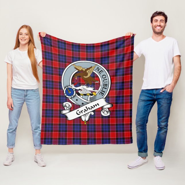 Graham av Menteith Röd klanmärke Tartan Plaid Fleecefilt (På plats)