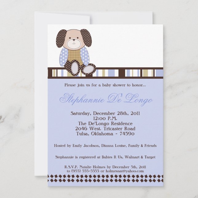 Graham Crackers Boy Blue Baby Shower-inbjudan Inbjudningar (Framsida)