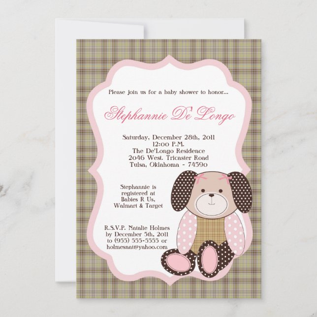Graham Crackers Girl Rosa Baby Shower-inbjudan Inbjudningar (Framsida)