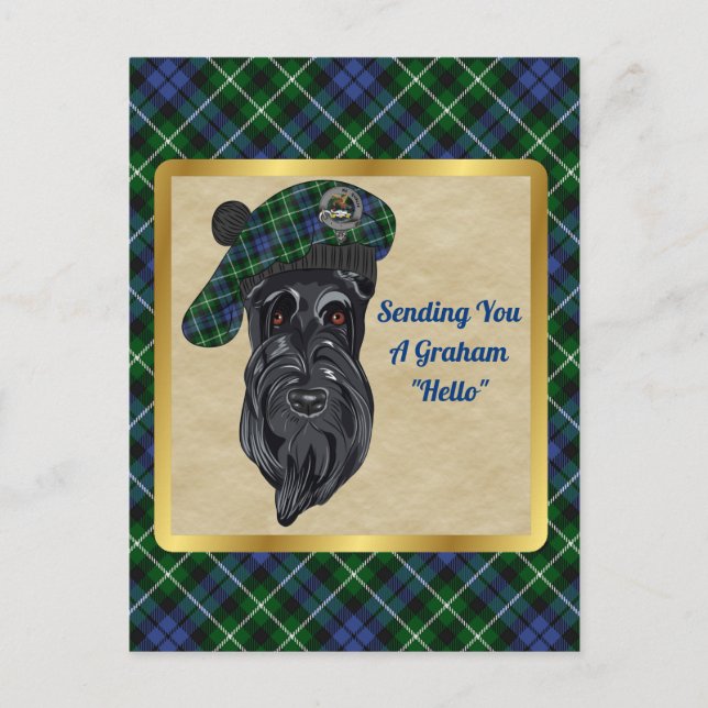 Graham Klan Badge & Tartan Postcard Vykort (Framsida)