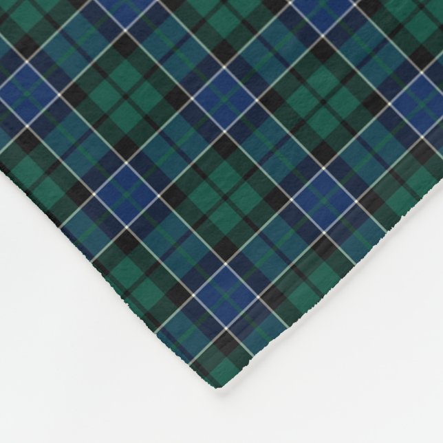 Graham Klan Blue, Grönt och Black Tartan Fleecefilt (Hörn)