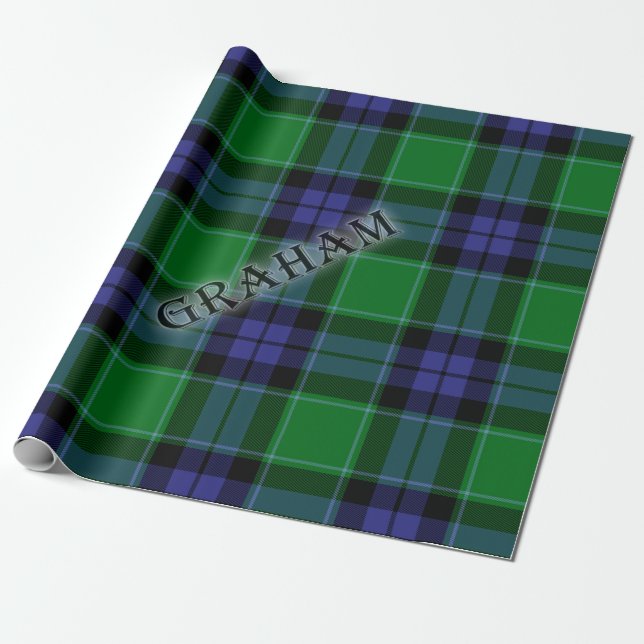 Graham Tartan med efternamn Presentpapper (Utrullad)