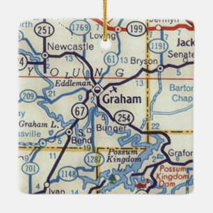 Graham Texas 50's Karta Julgransprydnad Keramik