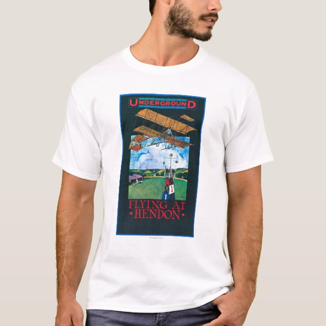 Grahame-Vit och flygplan över Aerodromeaffischen T-shirt (Framsida)
