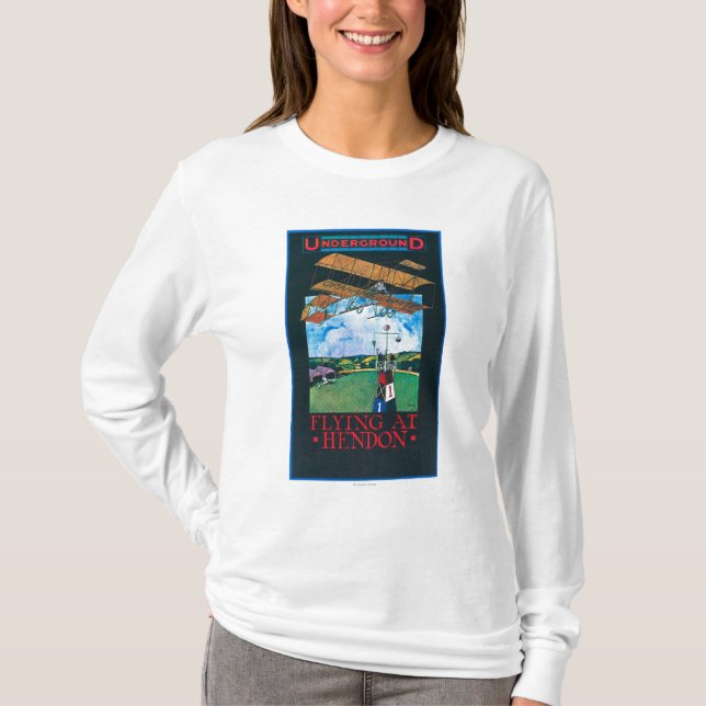 Grahame-Vit och flygplan över Aerodromeaffischen Tee Shirt (Framsida)