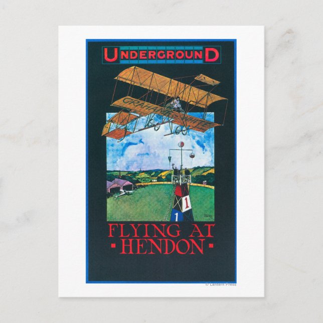 Grahame-White och Flygplan över flygplatsens Poste Vykort (Framsida)