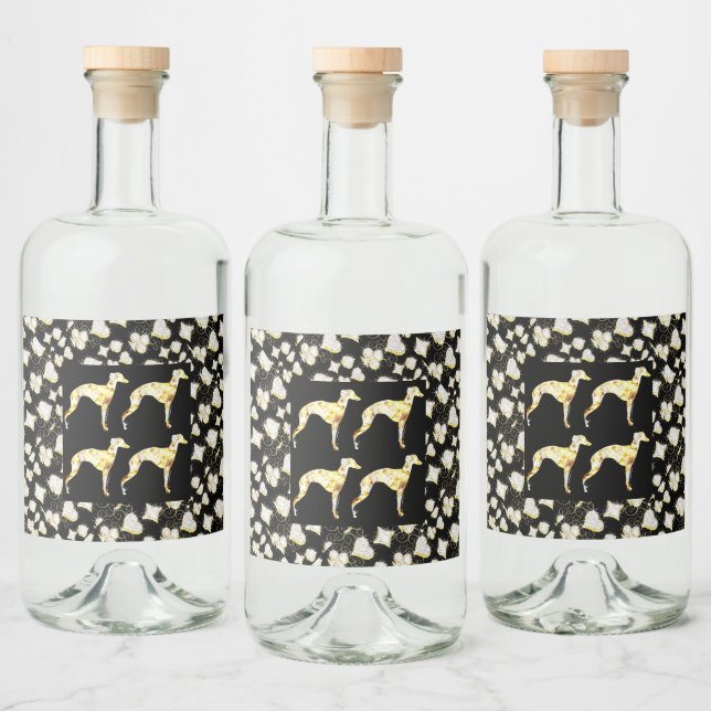 GRÅHUND BLING SPRITFLASKOR ETIKETT (Flaskor)