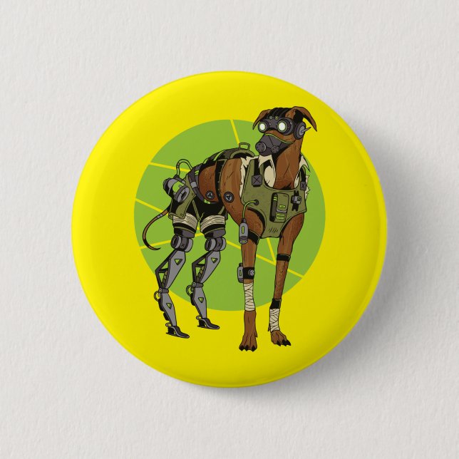 Gråhund Cyborg Design Knapp (Framsida)