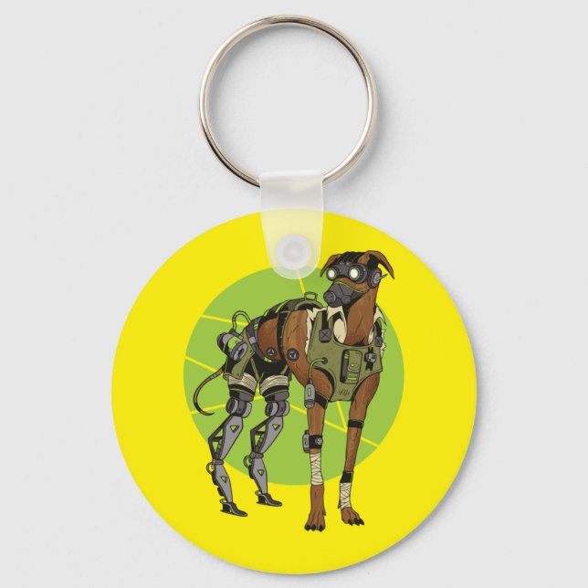Gråhund Cyborg Design Nyckelring (Framsida)