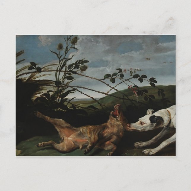 Gråhund fångar ett vildsvin av Frans Snyders Vykort (Framsida)