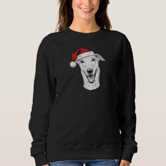 Gråhund Handritad Porträtt Jul Tomte Hund T Shirt