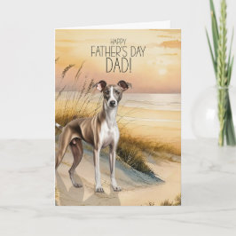 Gråhund Hund Solnedgång Strand Fars Dag Helgkort