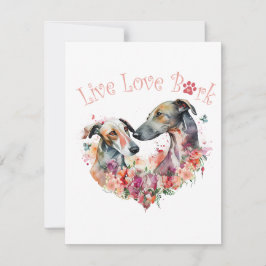 Gråhund Hundmamma Blommig Anteckningskort