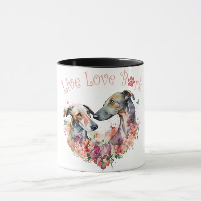 Gråhund Hundmamma Blommig Mugg (Center)