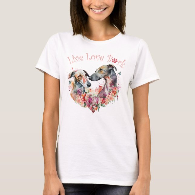 Gråhund Hundmamma Blommig T Shirt (Framsida)