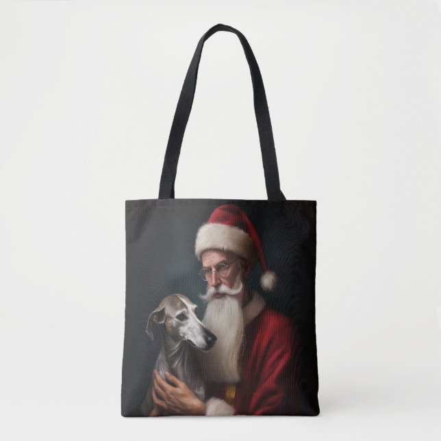 Gråhund med Tomte Festiv Jul Tygkasse (Framsida)