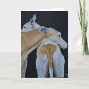 Gråhund Omfamnar Hund Konst Vikbart Kort