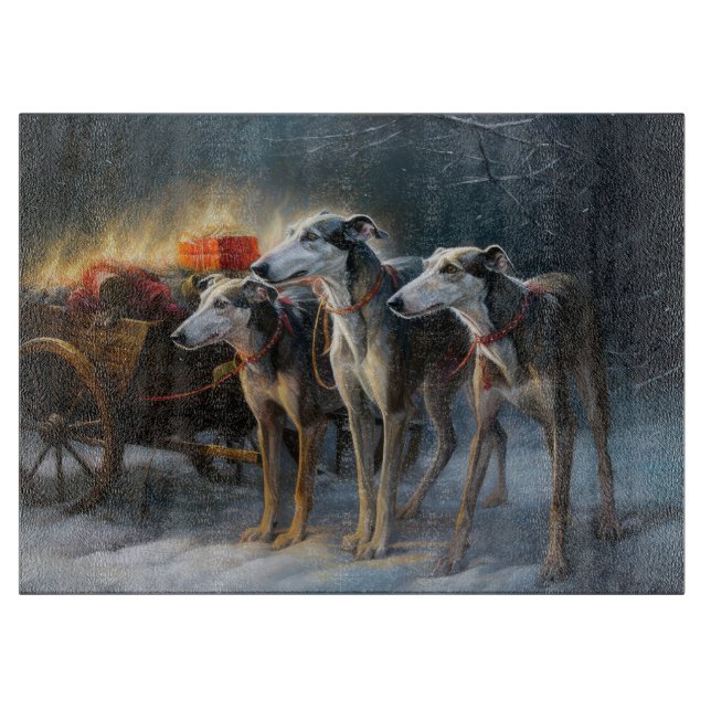 Gråhund Snöig Släd Juldekoration (Framsidan)