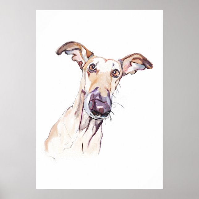 Gråhund Vattenfärgsposter, Hundälskare Väggkonst (Framsidan)