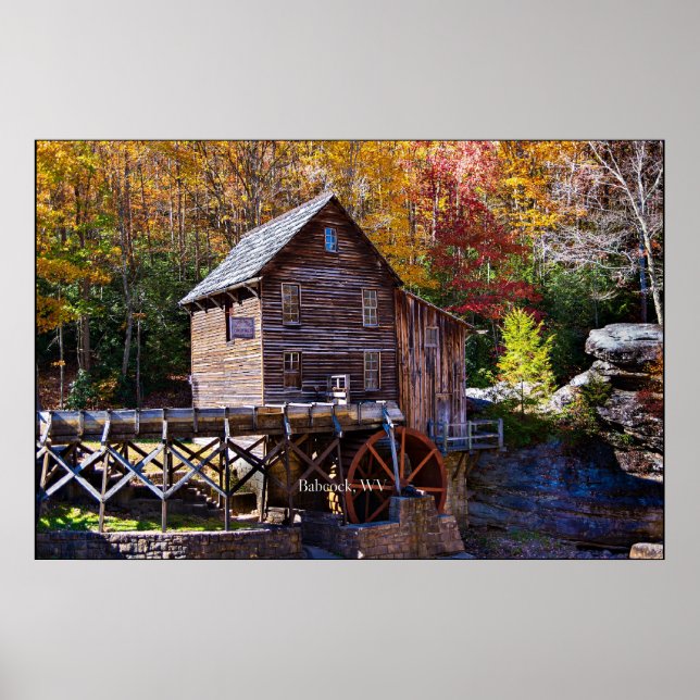 Grain Mill, Babcock, Väster Virginia Poster (Framsidan)
