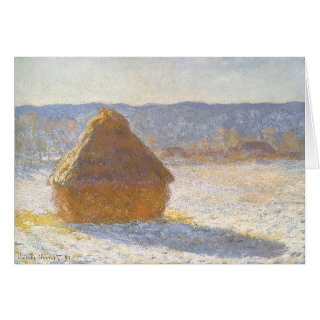 Grainstack i morgon, Snö-effekt av Claude Monet Hälsningskort (Framsidan Horizontal)
