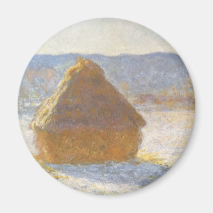 Grainstack i morgon, Snö-effekt av Claude Monet Magnet