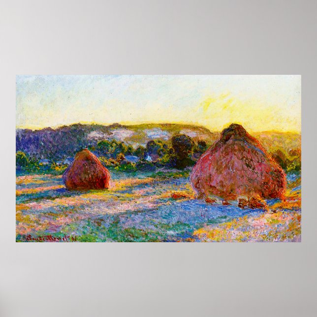 Grainstack i slutet av sommaren, kvällseffekt poster (Framsidan)