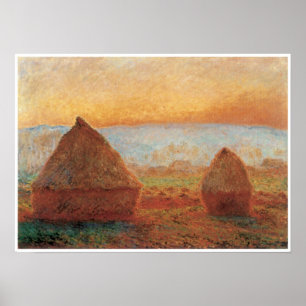 Grainstacks på Giverny, solnedgång, 1888-89 Poster