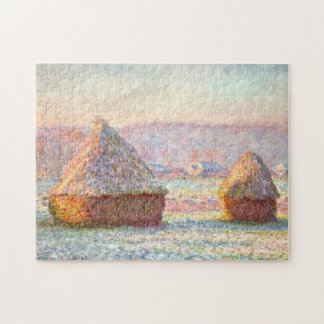 Grainstacks White Frost Monet Fine Art Pussel