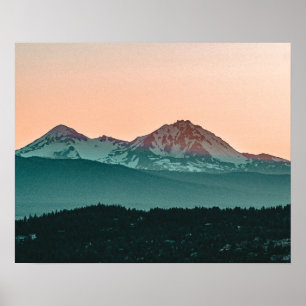 Grainy Sunset Mountain View // Orange Himmel Poster