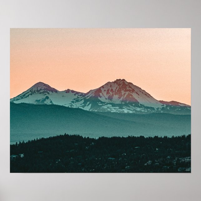 Grainy Sunset Mountain View // Orange Himmel Poster (Framsidan)