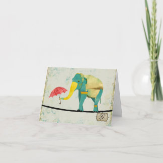 Graktsam Guld Elephant Monogram Notecard Anteckningskort