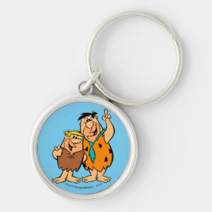 Grälspillror- och Fred Flintstone Rund Silverfärgad Nyckelring