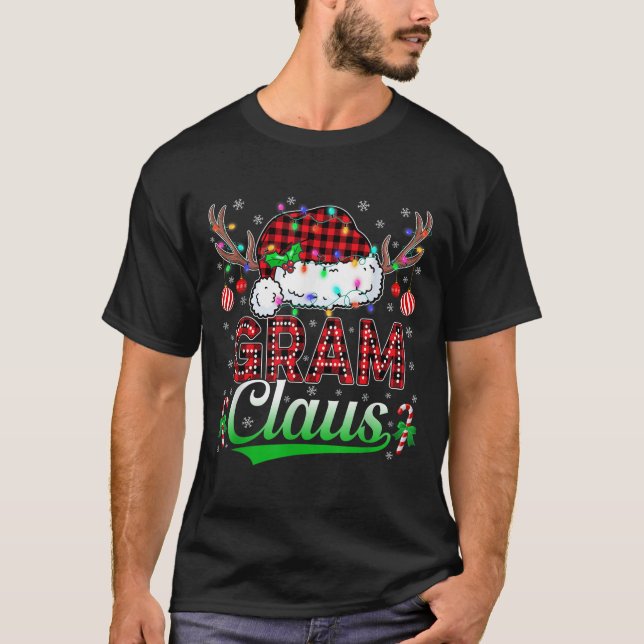 Gram Claus Christmas Lights Matching Family Xmas P T Shirt (Framsida)