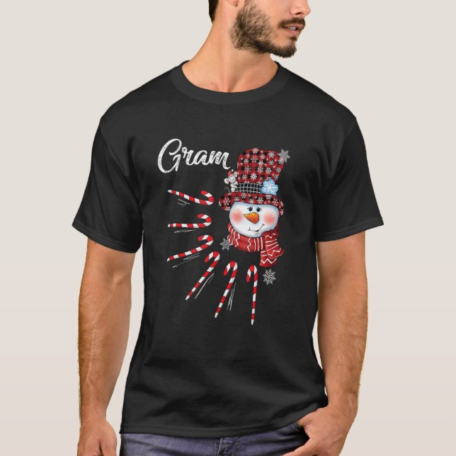 Gram Snögubbe Candy cane jul Red Play Hat T Shirt (Framsida)