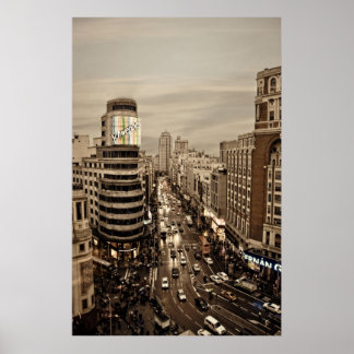 Gram Via de Madrid en España Poster