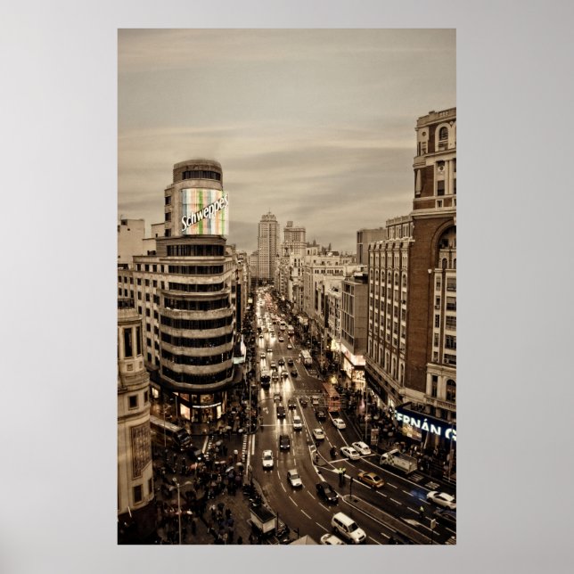 Gram Via de Madrid en España Poster (Framsidan)
