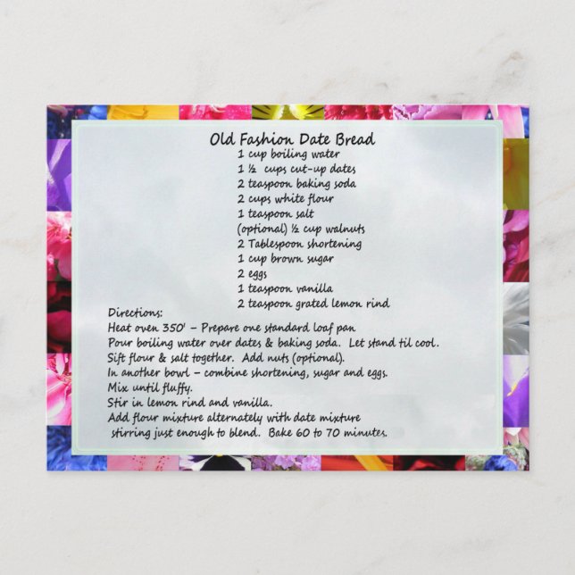 GramaBarbs datum Loaf Recipe Vykort (Framsida)